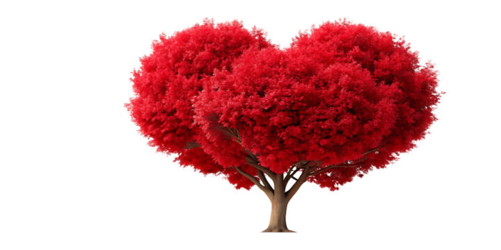 Red heart tree  isolated on white background png