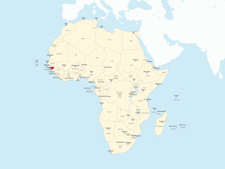 Obraz premium Detailed national location map of GUINEA-BISSAU within the great continent of Africa