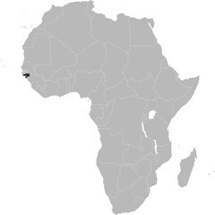 Detailed national location map of GUINEA-BISSAU within the great continent of Africa