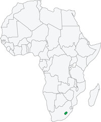 Detailed national location map of LESOTHO within the great continent of Africa
