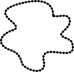 Teardrop-shaped contour outlined in smooth dotted strokes with irregular and soft edges.
