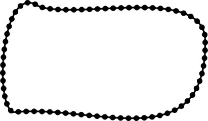 Curved rectangular composition created with blobby dotted strokes and interconnected flowing lines.