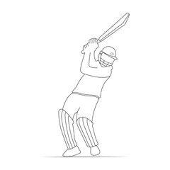 Cricket player line art drawing illustrations, sketch of a cricket player, The set of cricket player silhouette, Doodle sketch drawing clip art of cricketer, Cricket action pose line art championship.