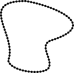 Naklejka premium Morphing figure with a wavy dotted outline and fluid form featuring changing rhythm across the edges.