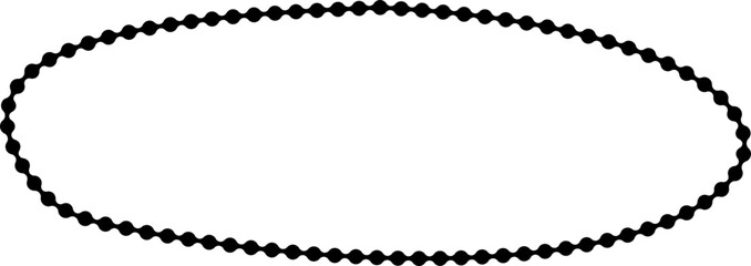 Oval-shaped figure with a dotted outline and organic asymmetrical construction with smooth curves.