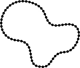 Fluid organic figure featuring a soft irregular edge and dotted contour with asymmetrical formation.