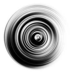 Black and white radial motion effect. Abstract rounded background. Grayscale curves and sphere.