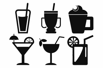 Fototapeta premium drink icon set silhouette black vector bundle