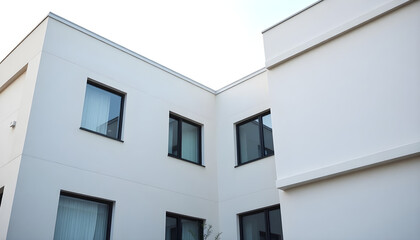 couple of white buildings sitting next to each other