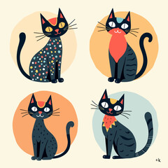 Set of funny cats, set of cats