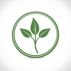 Obraz premium Green leaves in circle organic logo design for natural product branding