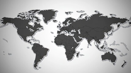 Naklejka premium A high-contrast world map in grayscale