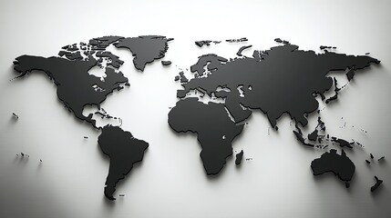 A high-resolution world map in a sleek black-and-white design