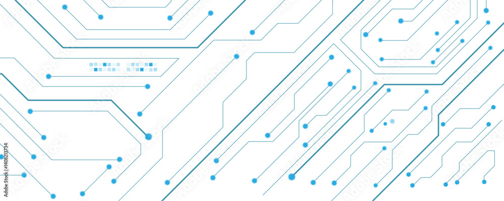 Poster Vector abstract technology on white and blue background, Abstract technology circuit diagram on white background.