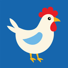 Yellow cartoon chick and red hen farm animal vector illustration