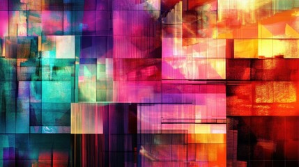 Multimedia Streaming Wall with Colorful Vibrant Channel Images Abstract Entertainment Background