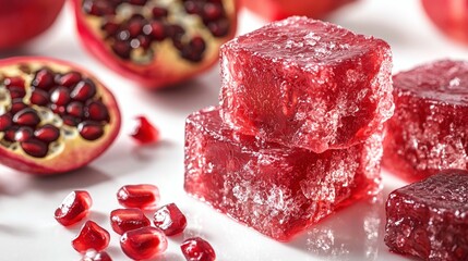 Delicious close-up view of sugar-free pomegranate jelly with vibrant red tones