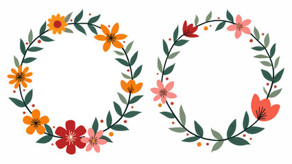 Naklejka premium Set wreath of flowers