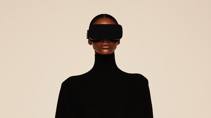 The Enigmatic Visionary: A person shrouded in an aura of mystery, cloaked in black, peering through a veil, embodies an enigmatic presence and avant-garde fashion.