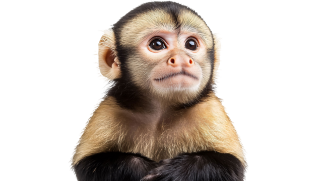 Capuchin for Primate and Wildlife Art - Isolated on White Background