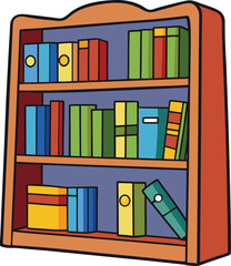 Cartoon Bookshelf Illustration  Colorful Library
