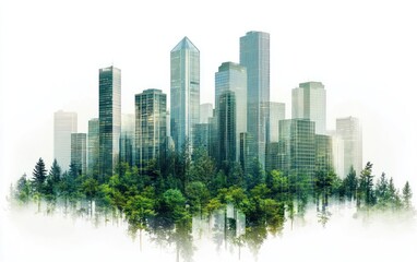 Obraz premium Eco-Cityscape: A Vision of Urban Harmony and Nature's Embrace