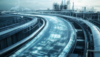 Fototapeta premium A futuristic industrial landscape showcasing advanced technology and innovation