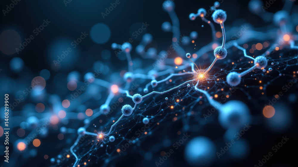 Wall mural microscopic view of a glp-1 molecule with its complex structure highlighted, showcasing scientific r