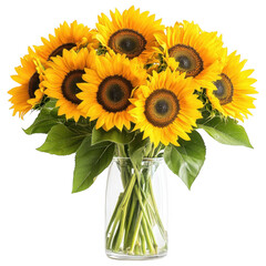 Bright Bouquet of Sunflowers in a Glass Vase