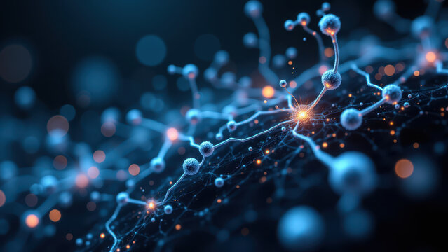 Microscopic view of a GLP-1 molecule with its complex structure highlighted, showcasing scientific research on peptide synthesis or protein engineering.