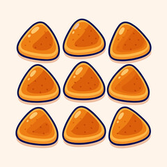 Set of Sri Lankan food fish bun vector cartoon