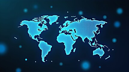 Fototapeta premium world map technology on blue background