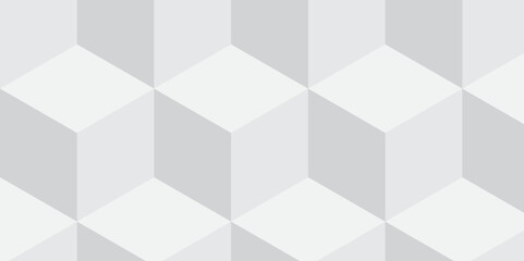white and gray squares abstract cubic background. Seamless pattern with hexagon square cube geometric pattern. 
