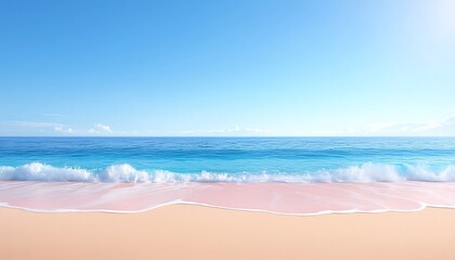 Fototapeta premium Pink Beach Scene, Sunny Day