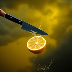 knife and lemon