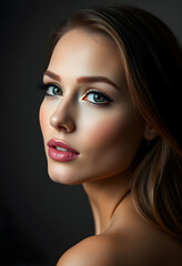 Fototapeta premium woman with long hair and blue eyes