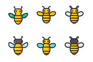 Obraz premium Cute Bee Illustrations Collection