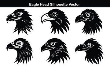 A vector set features funny cartoon bird illustrations and black and white bird silhouettes, showcasing wild animal icons with feather and wing design.