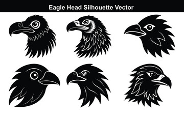 A vector set features funny cartoon bird illustrations and black and white bird silhouettes, showcasing wild animal icons with feather and wing design.