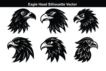 A vector set features funny cartoon bird illustrations and black and white bird silhouettes, showcasing wild animal icons with feather and wing design.