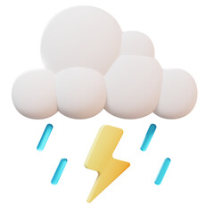 3D Illustration of Thunderstorm with Rain - climate, weather