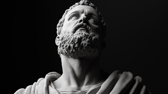 classical marble bust of bearded philosopher. - Powered by Adobe