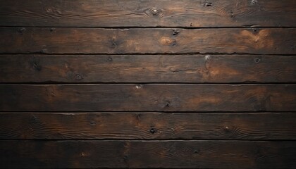 Naklejka premium Dark brown wooden plank background. Old grunge textured wooden background. Top view of dark wood texture. Pine paneling. Brown wood structure. Wooden table or floor surface for any design.