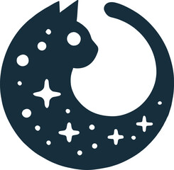Black cat-sitting logo with strong modern aesthetics