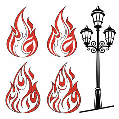 fire flames set