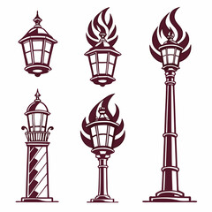 Obraz premium fire flames set