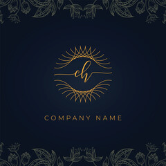 Elegant luxury letter CH logo.