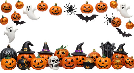 halloween decoration transparent PNG elements, halloween decoration isolated on transparent background, halloween ornaments isolated on transparent background