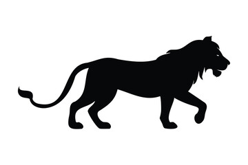 Obraz premium Lion walking silhouette isolated wild animal vector art