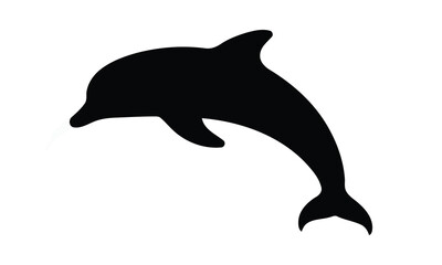 Obraz premium Black vector silhouettes illustrate a set of dolphins, wild animals of the sea